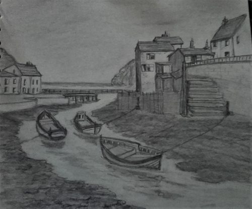 Pencil sketch, Staithes.